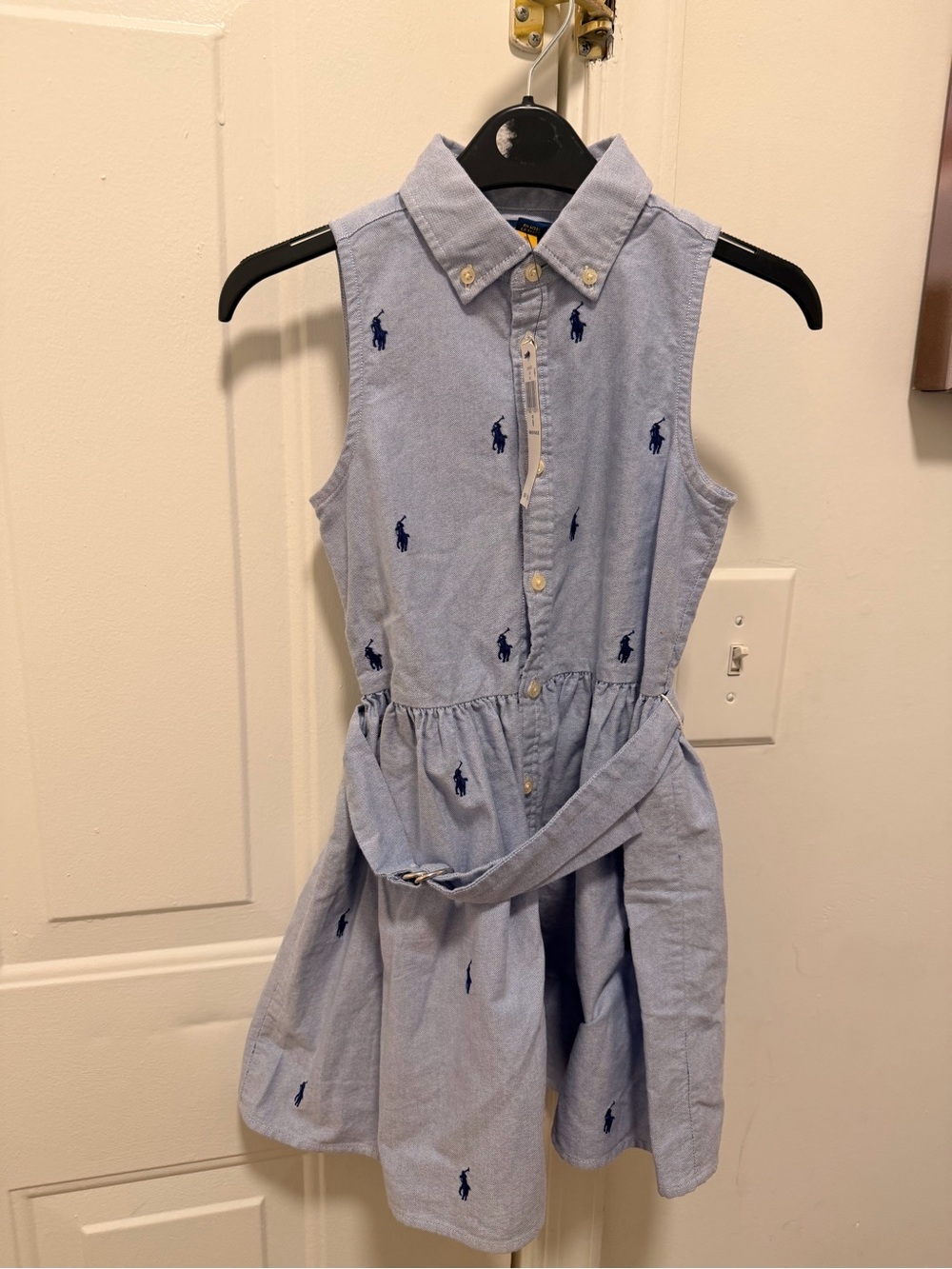Polo by Ralph Lauren Light Blue Sleeveless Shirt Dress for Kids